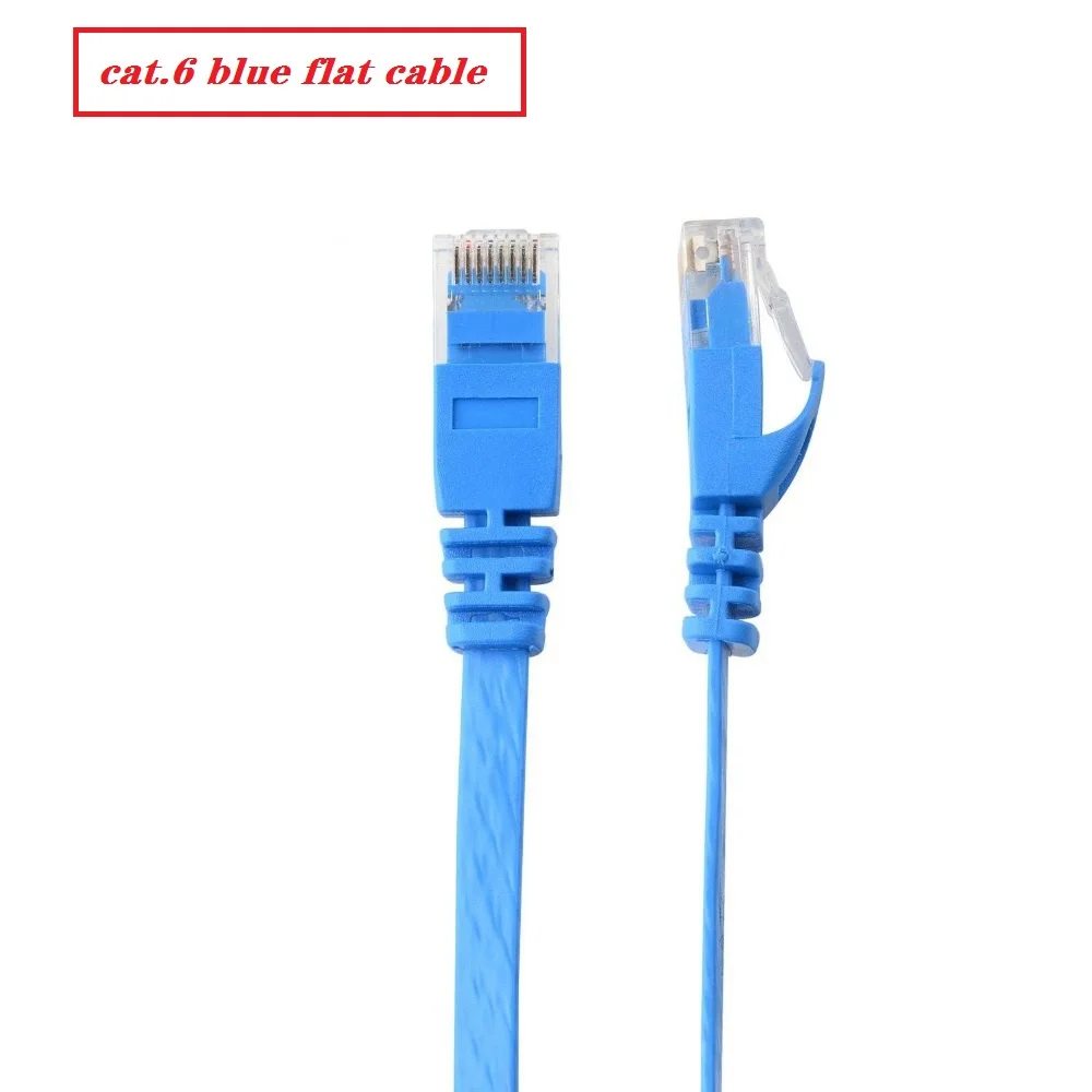 6 sztuk kabli CAT6 płaskich UTP Ethernet Network Cable RJ45 Patch LAN o długości 15cm, 50cm, 1m, 2m, 3m, 5m, 10m, 30m, 98FT, w kolorach czarnym, niebieskim i białym. — zdjęcie produktu 5