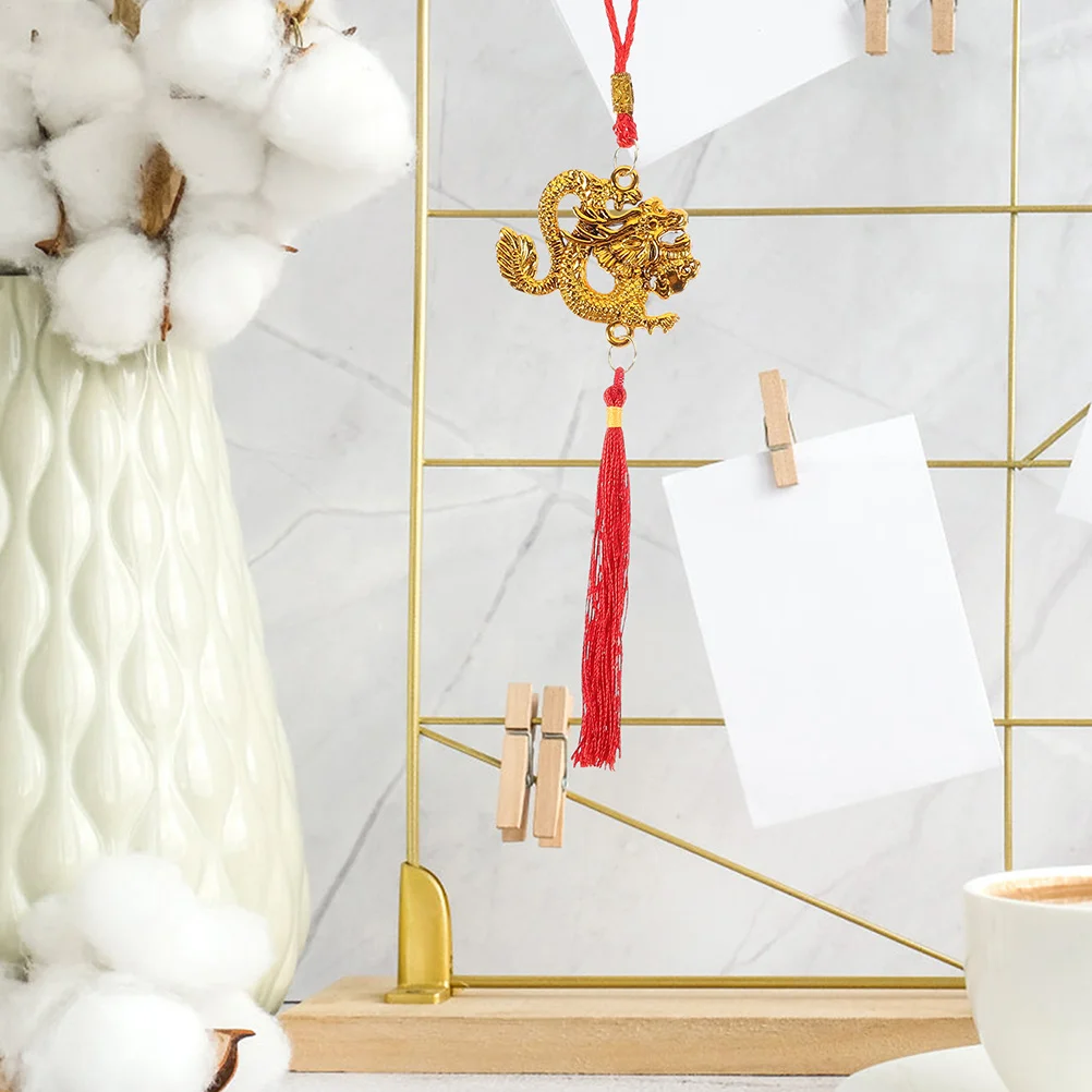 

20Pcs Gold Zodiac Dragon Hanging Pendants Chinese Style Tassel Ornaments New Year Festival Bonsai Hanging Decor Spring