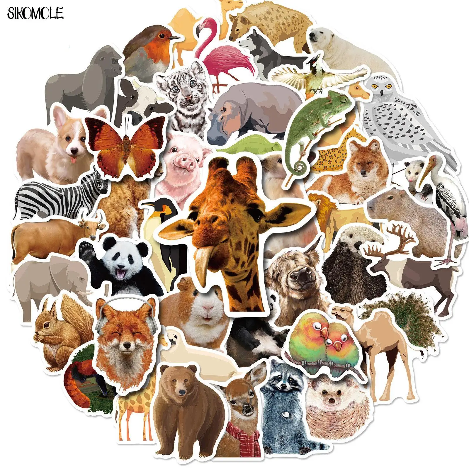 

10/30/50PCS Cartoon Zoo Wild Animals Stickers Kawaii Dog Pig DIY Kids Toys Phone Skateboard Laptop Decals Graffiti Sticker F5