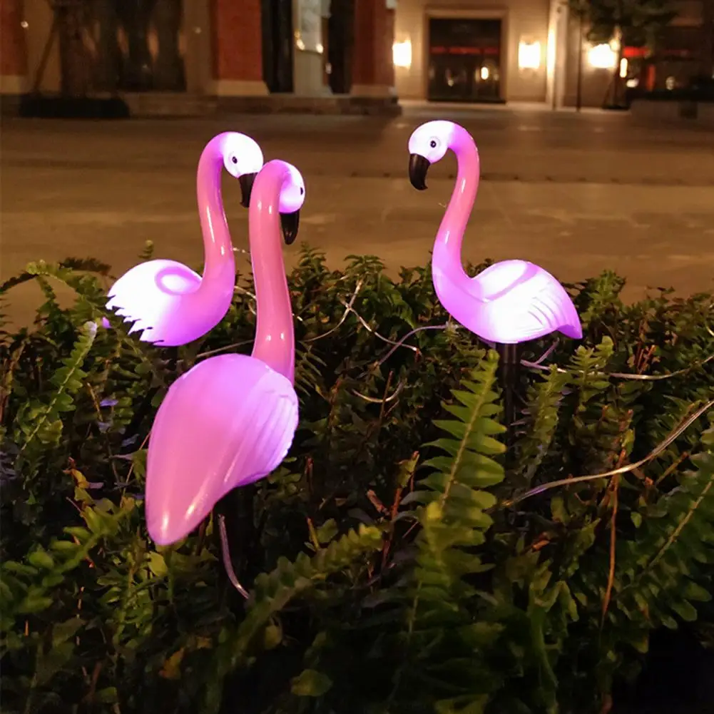 1/3Pcs Flamingo Solar Lamps Automatic Charging IP65 Waterproof Easy to Install Landscape Solar Lights Outdoor Garden Decorations