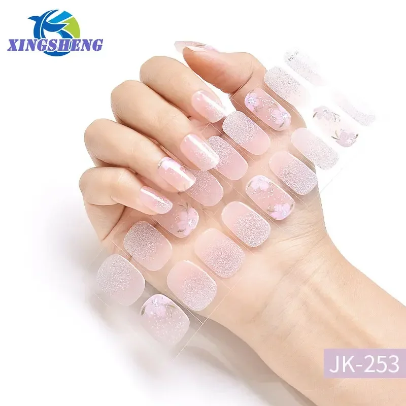 New Arrival Nail Charms Gel Sticker Wraps Simple Solid Color Semi Cured Gel Nail Sticker set for UV Lamp Designer Nail Art Decor