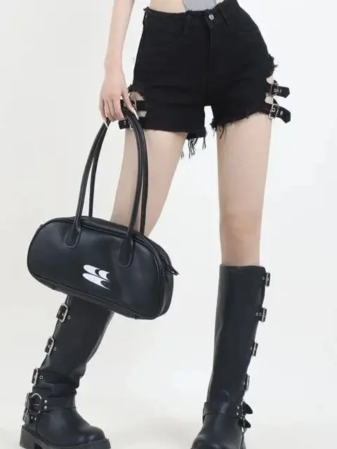 Sexy High Waist Ripped Denim Shorts Straight Leg Cotton Blend Comfortable Fit Casual Ladies' Fashion Spring Summer Shorts