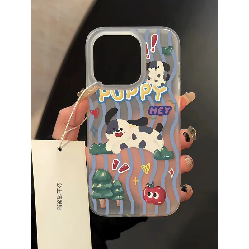 Blue Ripple Spotted Puppy Shockproof Fashionable Phone Case For iPhone 15 Pro Max 14 Plus 13 12 11 XR X XS 8 7 Cover