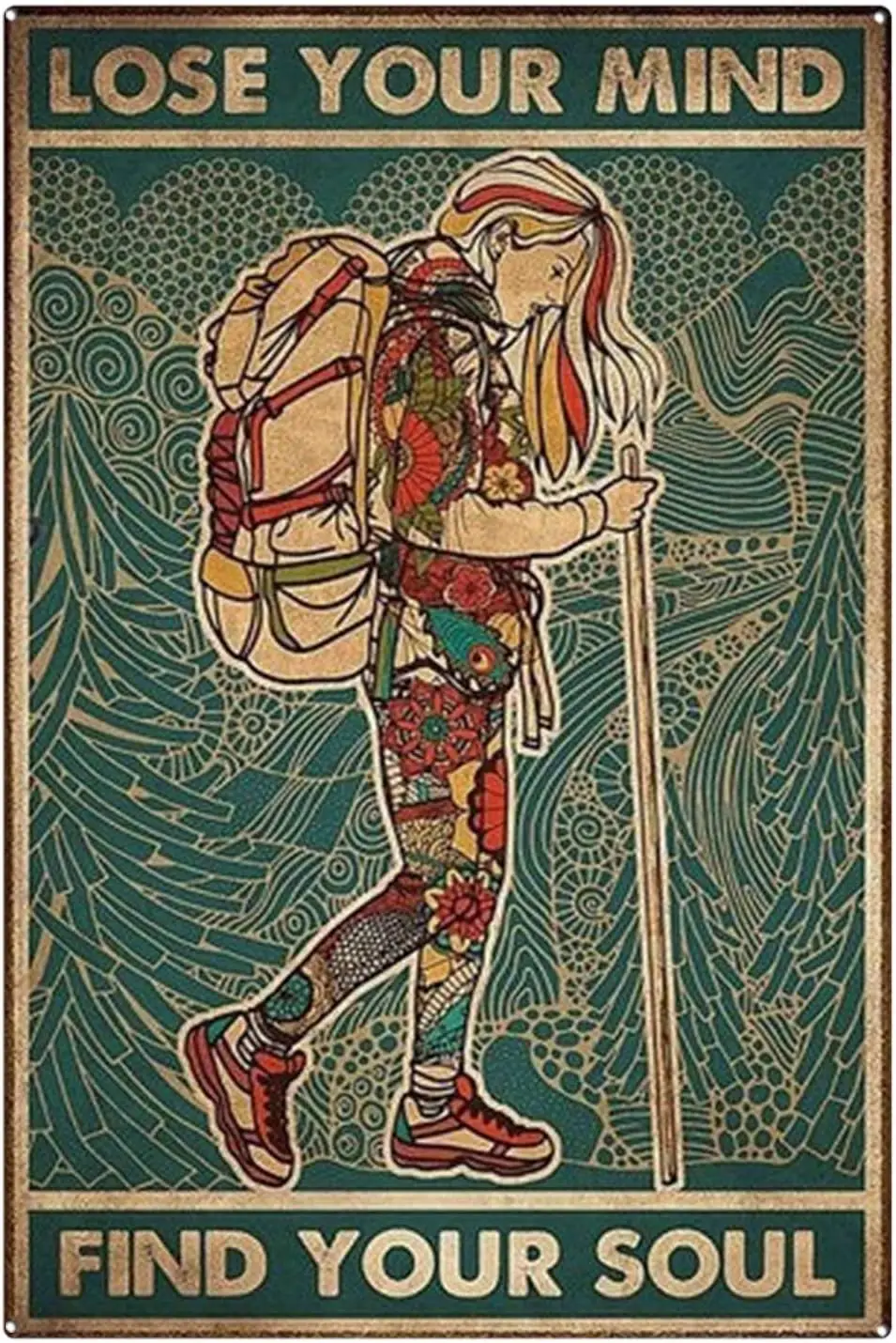 Vintage Tin Signs Bathroom Funny Lose Your Mind Find Your Soul Signs Hiking Signs Adventure Signs Hippie Girl Signs Retro V sign