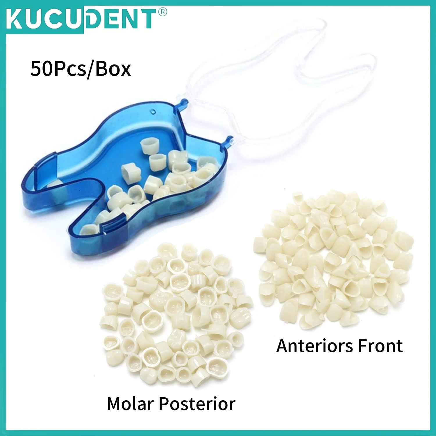 50Pcs/Box Dental Temporary Crown Kit Anterior Front Molar Posterior Teeth Veneers Oral Care Tooth Whitening Dentist Material