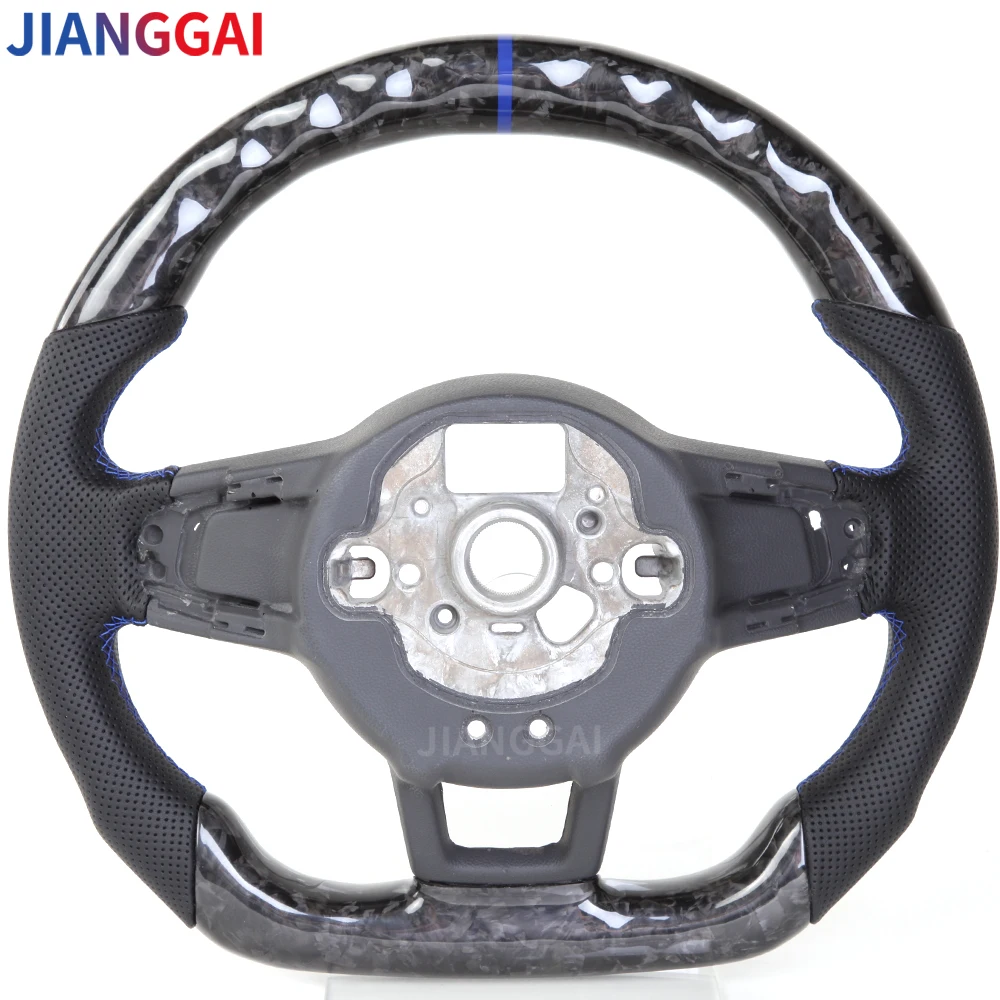 Forged Carbon Fiber Steering Wheel For MK7 MK8 GTI R For Volkswagen VW GTI Golf MK7 Perforated Leather Steering Wheel Assembly