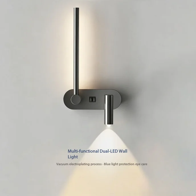 

Modern Minimalist LED Double Wall Lamp Bedroom Bedside Reading Lamp Living Room Study Corridor Rotatable Lighting Lamps