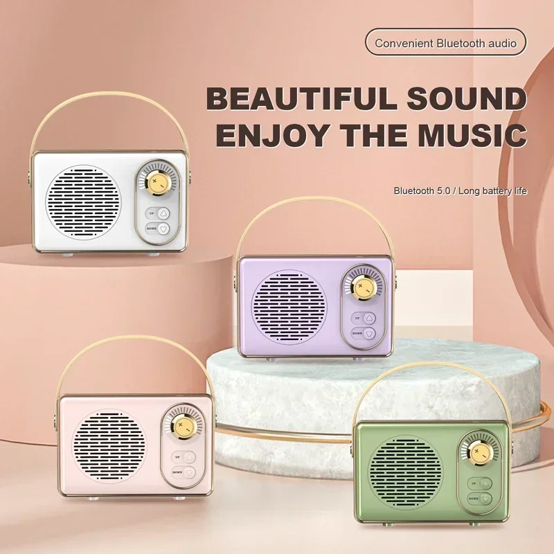 

Stereo TF USB Retro Bluetooth Speaker, Cute Mini Speaker Portable Wireless Speaker with TWS Music Player Hifi with FM Radio