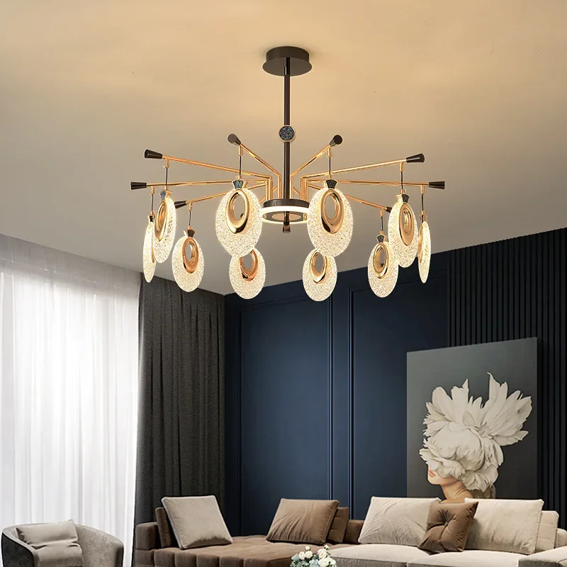 

Industrial Lighting Suspension Crystal Living Room Pendant Lamp Copper Ring Hanging Ceiling Lamps Decorative Lamps For Bedroom