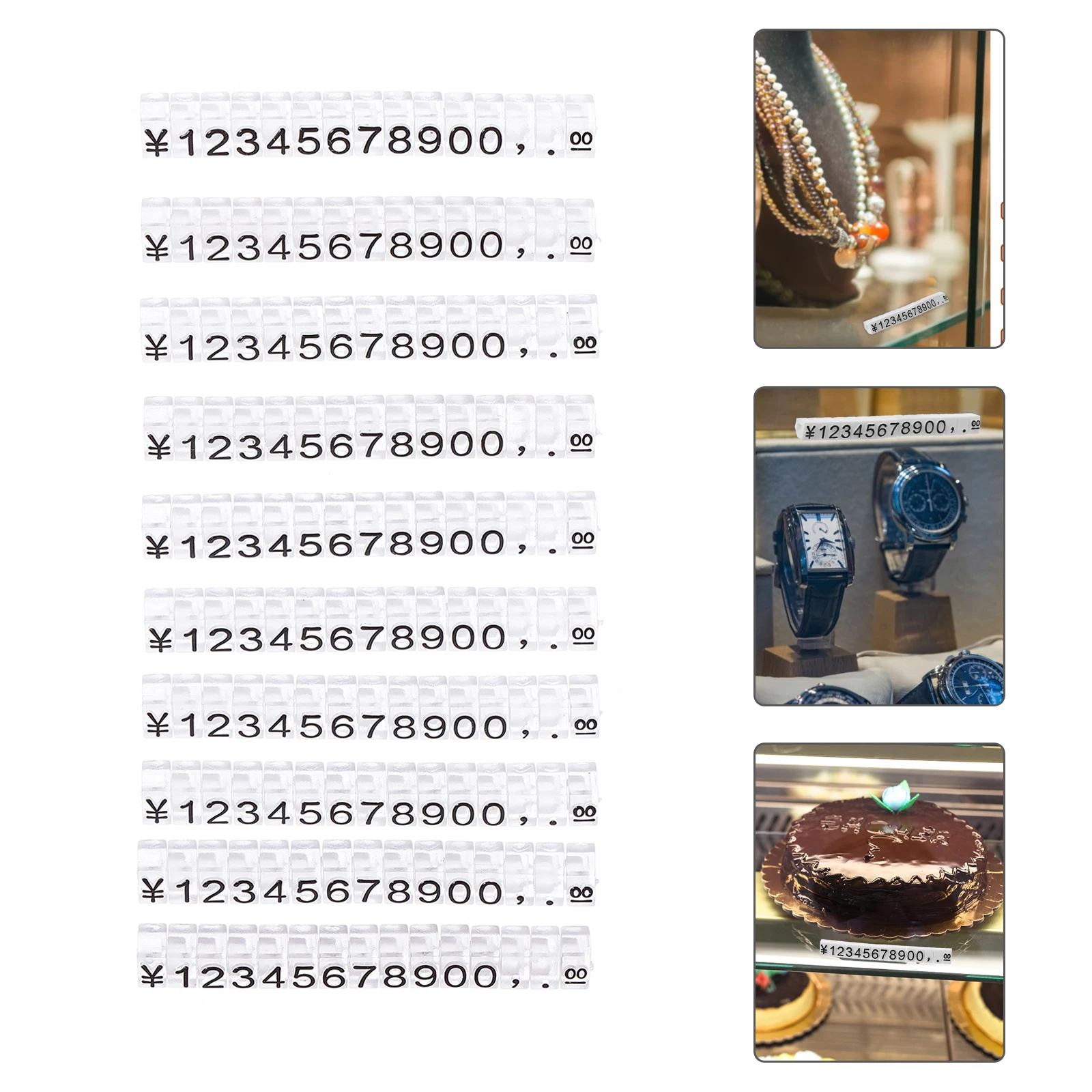 

10pcs Price Tags Smooth Surface Plastic Round Edge Professional Numbers Customizable Long Use Store Display Jewelry