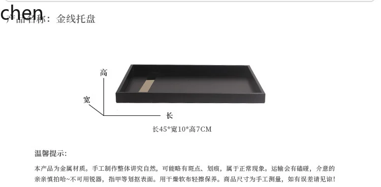 H1 Modern Minimalist Tray with High-End Lines and Metal Decoration for Living Room Storage and Display