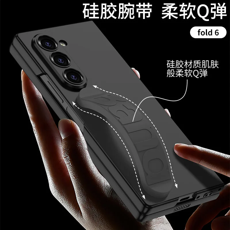 Elastic Wrist Strap Phone Case For Samsung Galaxy Z Fold6 Case Same Style as the Official Shell Film Integrated ZFold6 Cover New