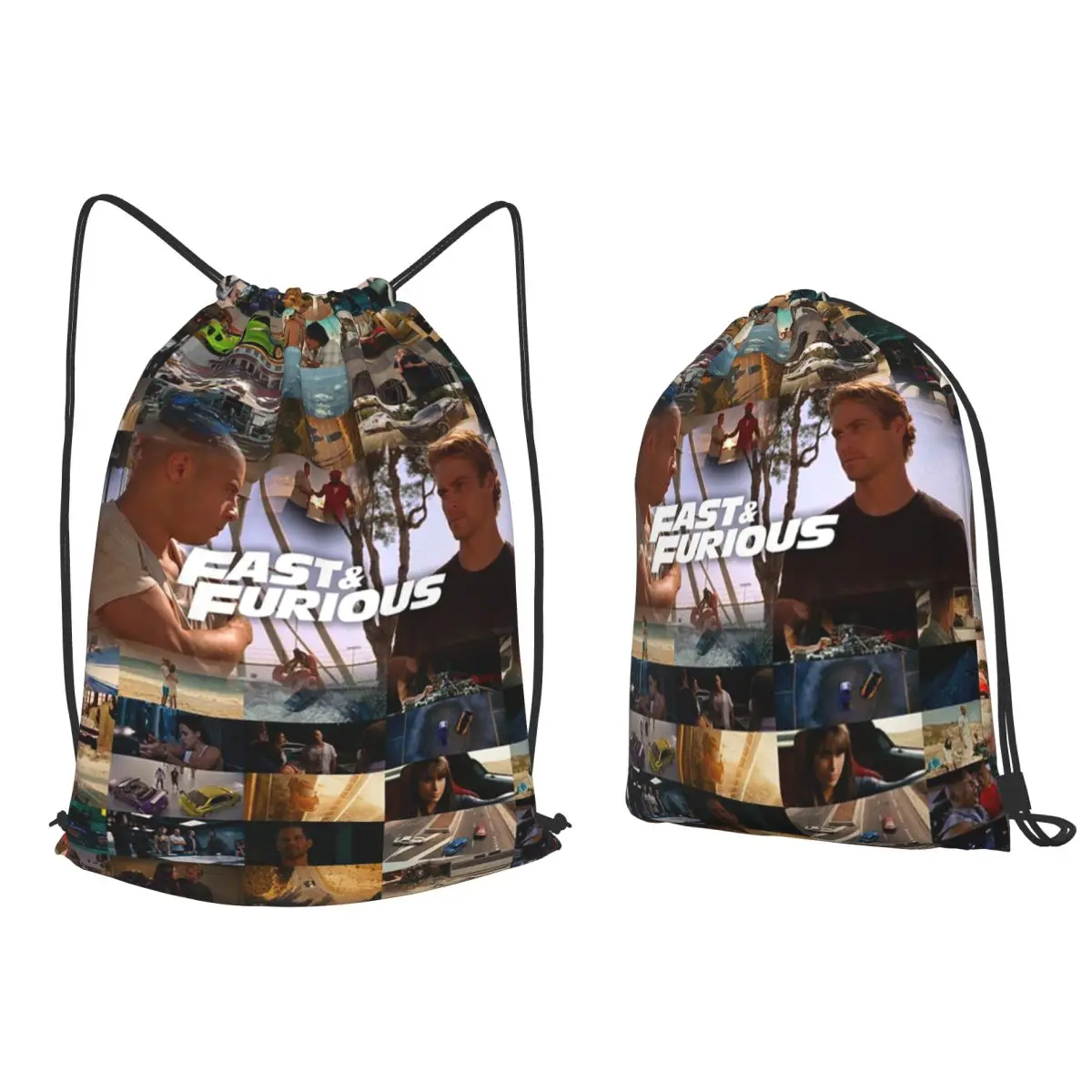 

Fast And Furious Is History Of Legend Paul Walker Vin Diesel Backpacks Casual Drawstring Bundle Pocket Shoes Bag Book Bags