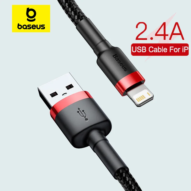 Baseus 2.4A Fast Charging USB Cable for iPhone 12 11 Pro Max Xs Xr X 8 Plus Cable for iPhone 7 SE ipad air mini 4 Charger Cable