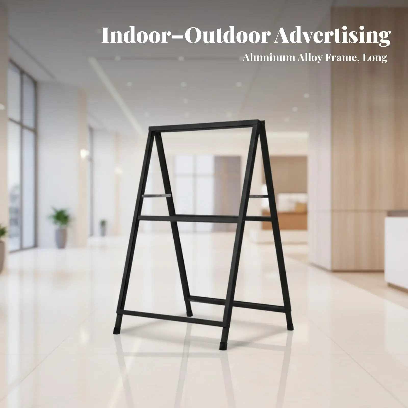 Elegant Black Metal Look Display Board Stand with Double Sided Frame for Storefront Poster Promotional Use