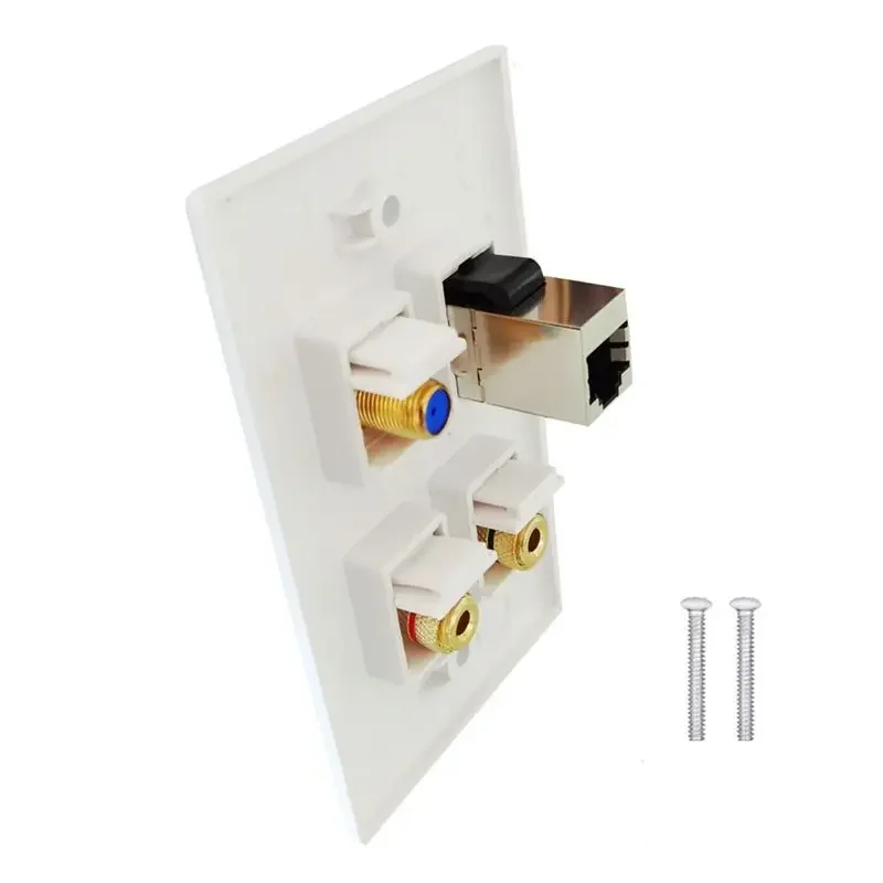 لوحة أمريكية متعددة المنافذ 115*70 مللي متر مقبس حائط تلفزيون F Head CAT6 شبكة عالية الوضوح HDMI متوافق مع رئيس مكبر الصوت #5