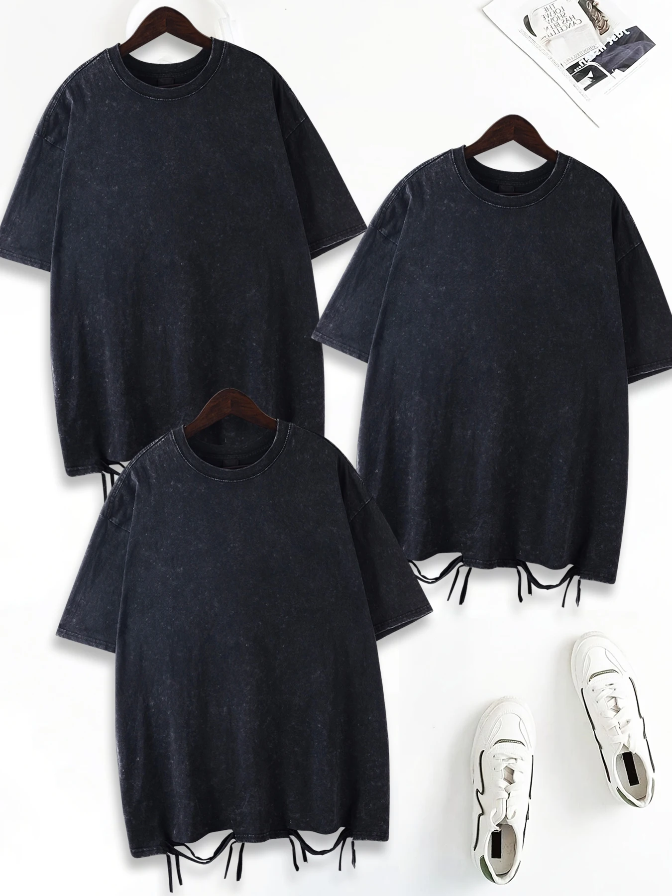 

3PCS Daily Casual Fashion Loose Comfortable T-shirt Men And Women Street Trend Retro Washed short-sleeved Large Size T-shirts