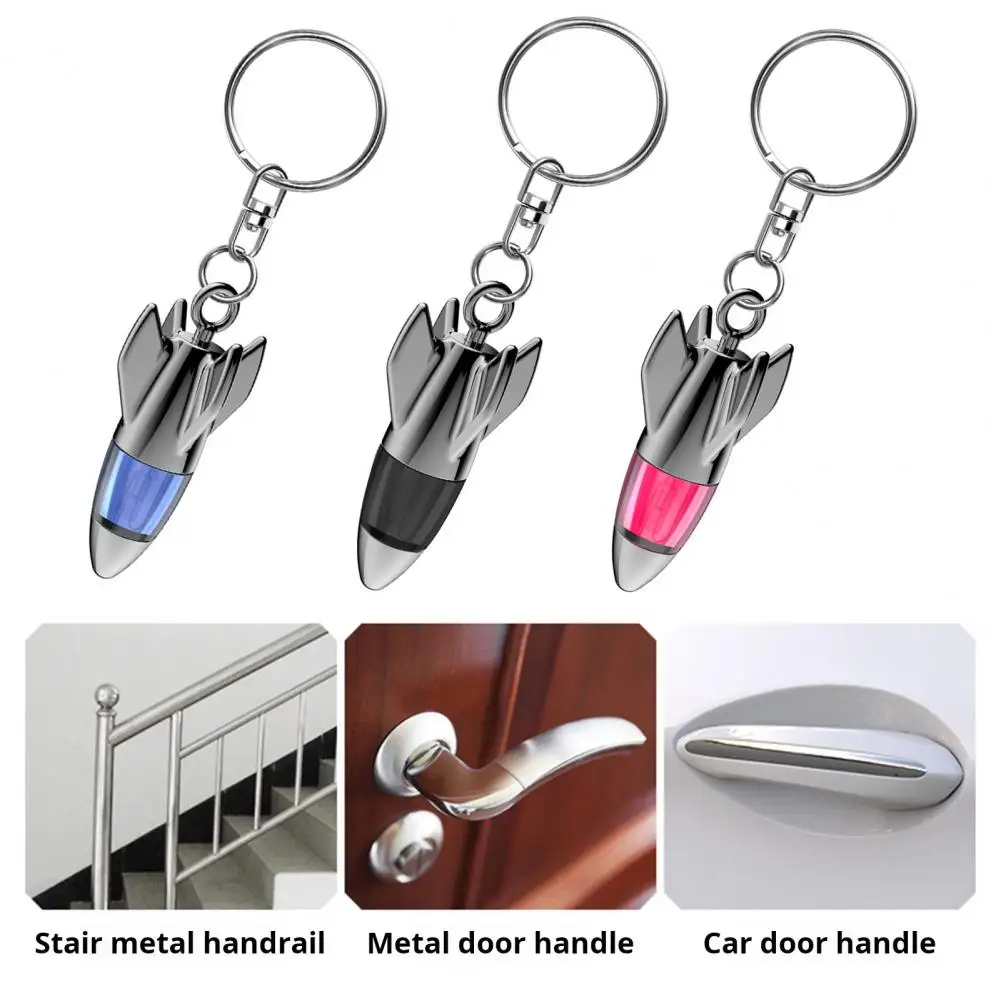 Car Static Eliminator Discharger Keychain Rocket Shape Pendant Portable Remove Static Electricity Key Ring for Car Metal Handles