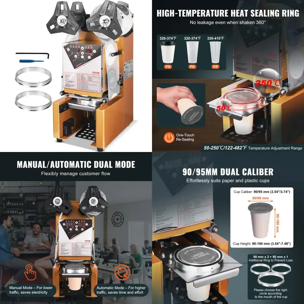 Sealing Machine 500-650 Cups/H Cup Sealer Machine for 90/95 mm Cup Electric Boba Sealer with for Bubble Milk Coffee