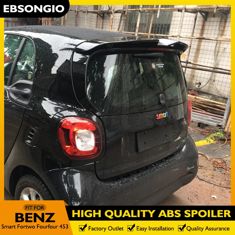 

Rear Roof Spoiler For Merced-Benz Smart Fortwo Fourfour 453 2009-2017 ABS Plastic Matte Black Color Rear Trunk Boot Wing Spoiler