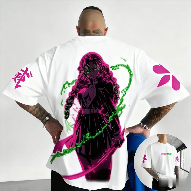 Demon Slayer Mitsuri Kanroji Sommer-T-Shirt in Übergröße für Herren und Damen, vielseitig einsetzbar, zum Einkaufen, Fitness, Trend, lässiger Stil – Detail 6