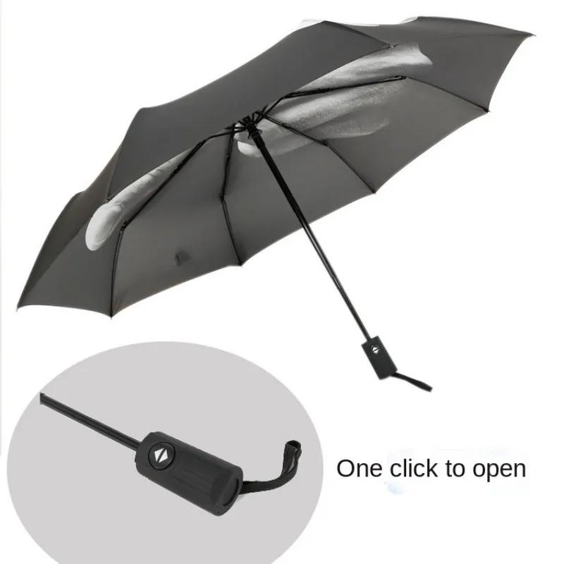 Rain Middle Finger Umbrella Women men Windproof Folding Personality Black Umbrellas Parasol 10 bone