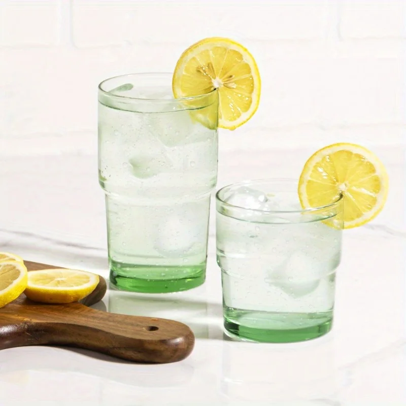 

Набор из 8 прозрачных зеленых стеклянных стаканчиков, набор стеклянной посуды, которую можно мыть в посудомоечной машине, для бара и ресторана, прочные стаканы