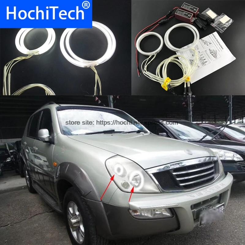 Para Ssangyong Rexton 2003 2004 2005 HochiTech blanco 6000K CCFL faro Halo Angel Demon Eyes Kit Angel Eyes luz