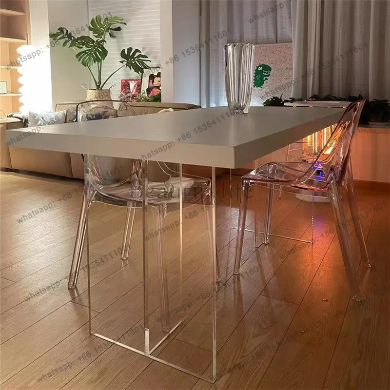 LSAcrylic Restaurant Dining Table Study Modern Makeup Gaming Dining Table Corner Terrace Mesas De Comedor Living Room Furniture