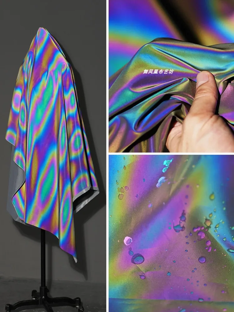 Nightglow Fabric Bright Silver Color Illusion Top Coat Creative Wholesale Cloth Apparel Diy Sewing Meters Material