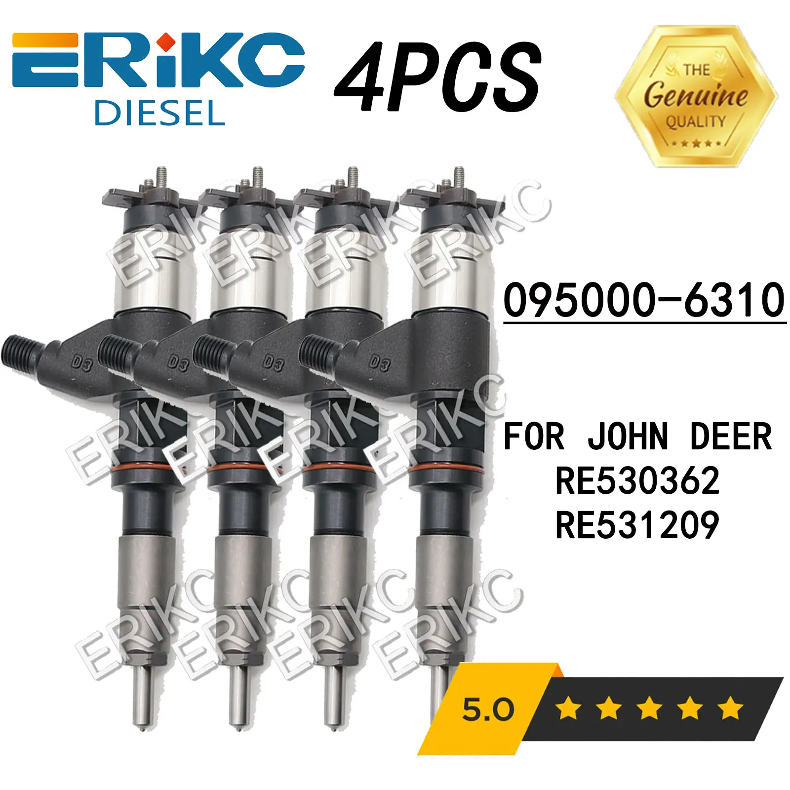 

4PC Diesel 095000-6311 095000-6310 095000-6312 Common Rail Injector for John Deer RE530362 RE531209