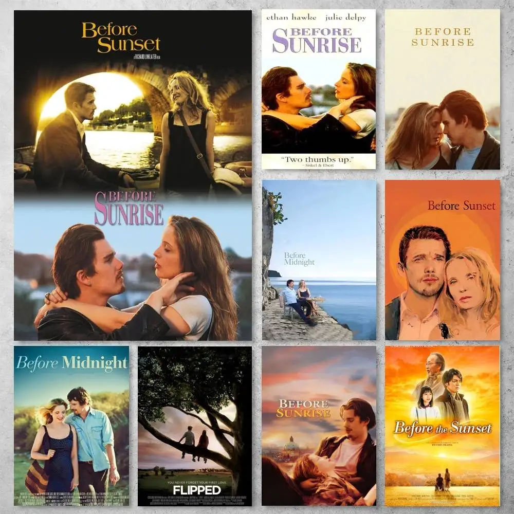 Póster de la película Bella Before Sunrise Before Sunset, decoración de pared adhesiva HD para el hogar, decoración estética impermeable para el hogar, sala de estar, Bar