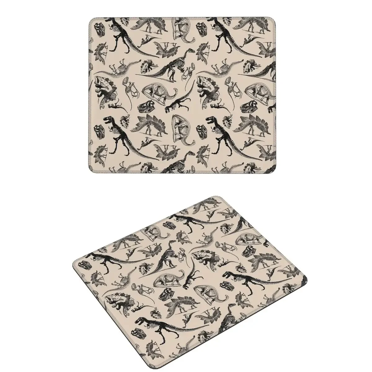 Vintage Museum Dinosaurs And Skeletons Black And Cream Mouse Pad Computer Keyboard Mouse Mat Gamer Laptop Desk Mat Table Mats