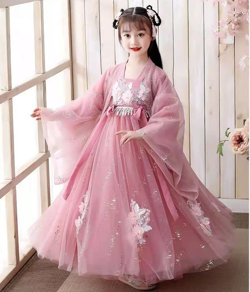 Children Hanfu Costume Girl Hanfu Tang Dynasty Chinese Style Princess Fairy Dress Kids Clothing Show Elegant Costumes