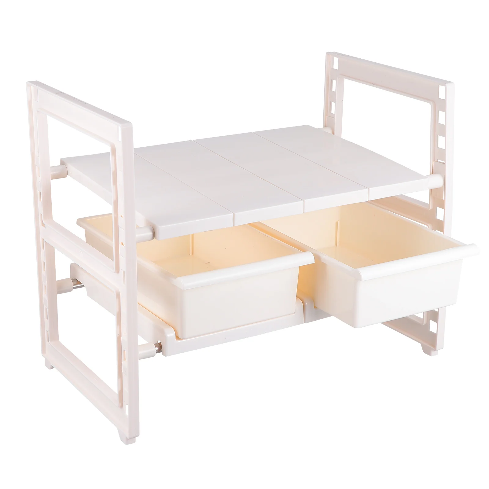 

Plastic Storage Shelf Under Sink Cabinet ganizer able Kitchen Telescopic Adjustable Two Drawers Storage Solution