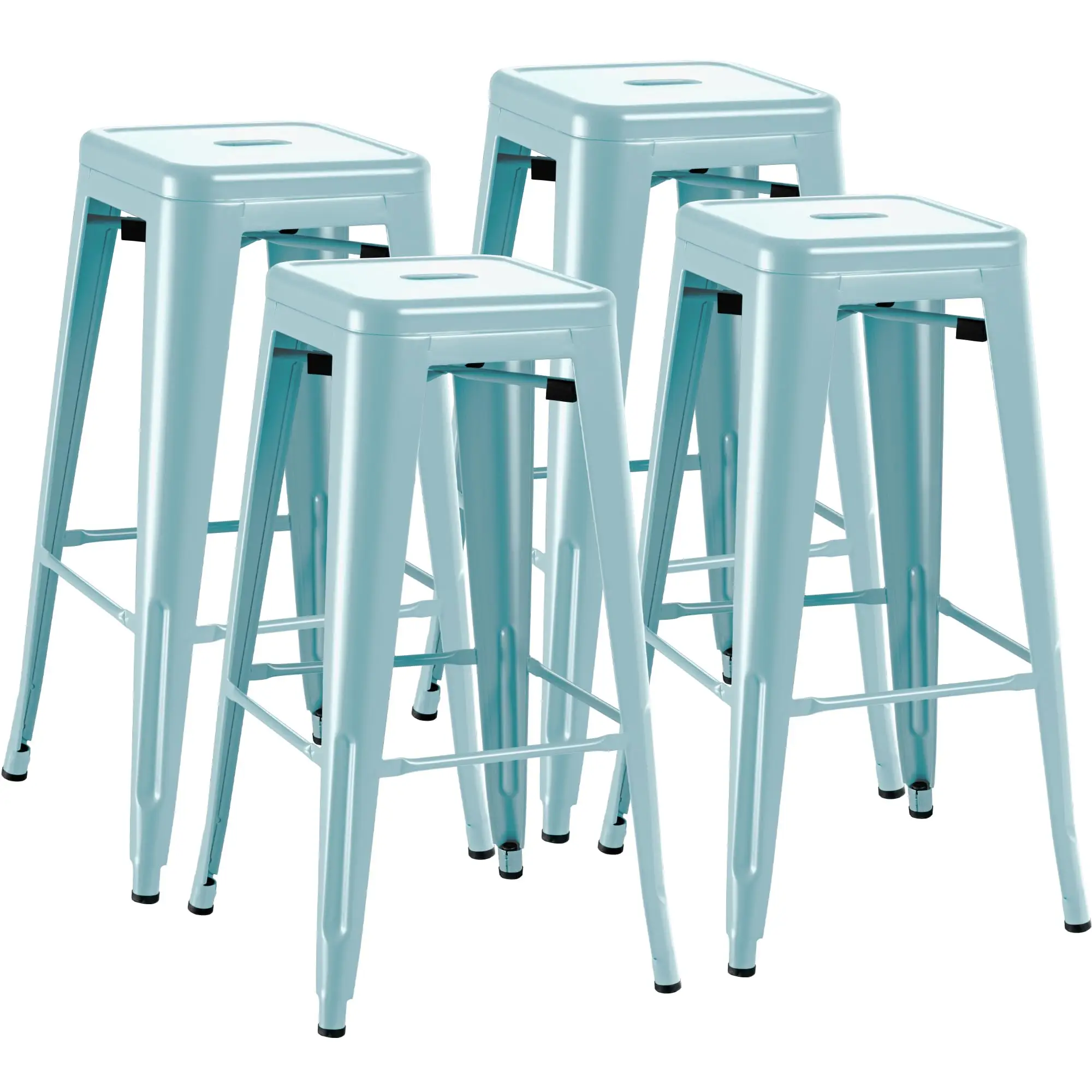 30'' Metal Bar Stools Set of 4, Stackable for Indoor Outdoor, Blue