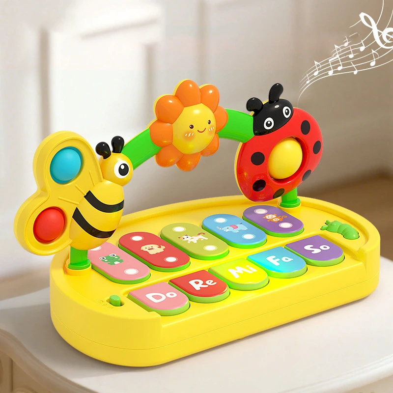 Strumento musicale per insetti colorati per bambini Montessori Giocattolo per pianoforte elettronico intelligente per la prima educazione del bambino per regalo per ragazzi e ragazze