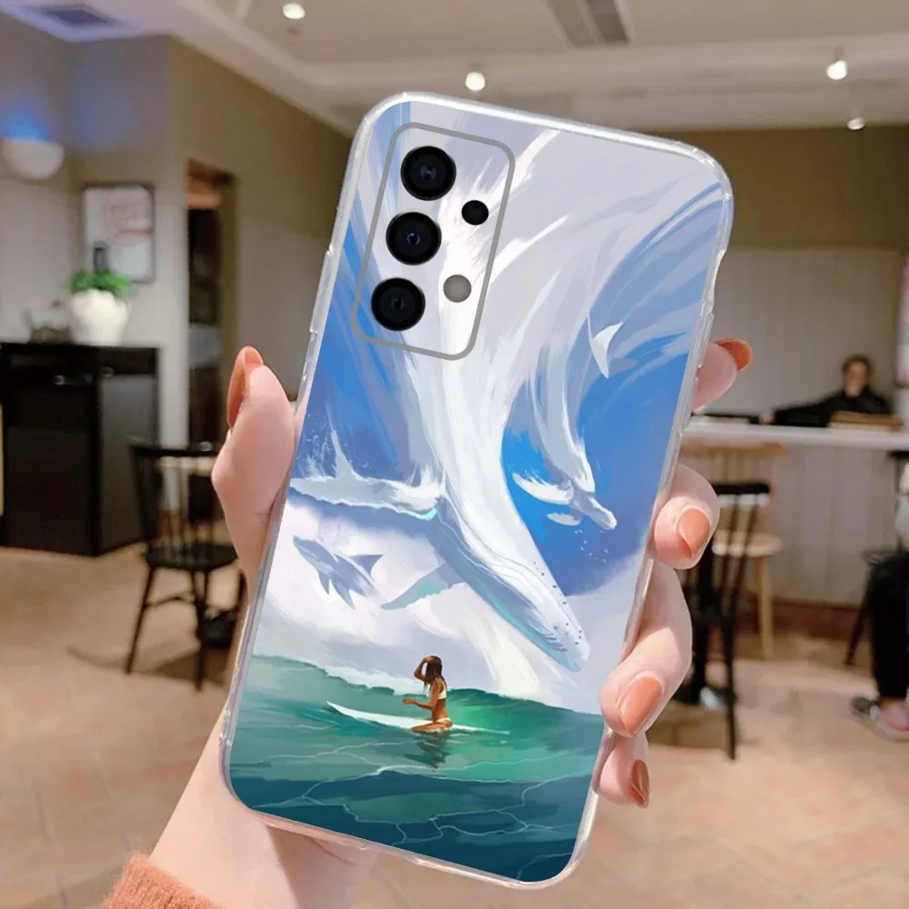 Surfboard Surfing Art Surf Girl  Phone Case For Samsung Galaxy A71,70,52,40,51,31,A50,21S,30S,Note20ultra Transparent Soft Cover