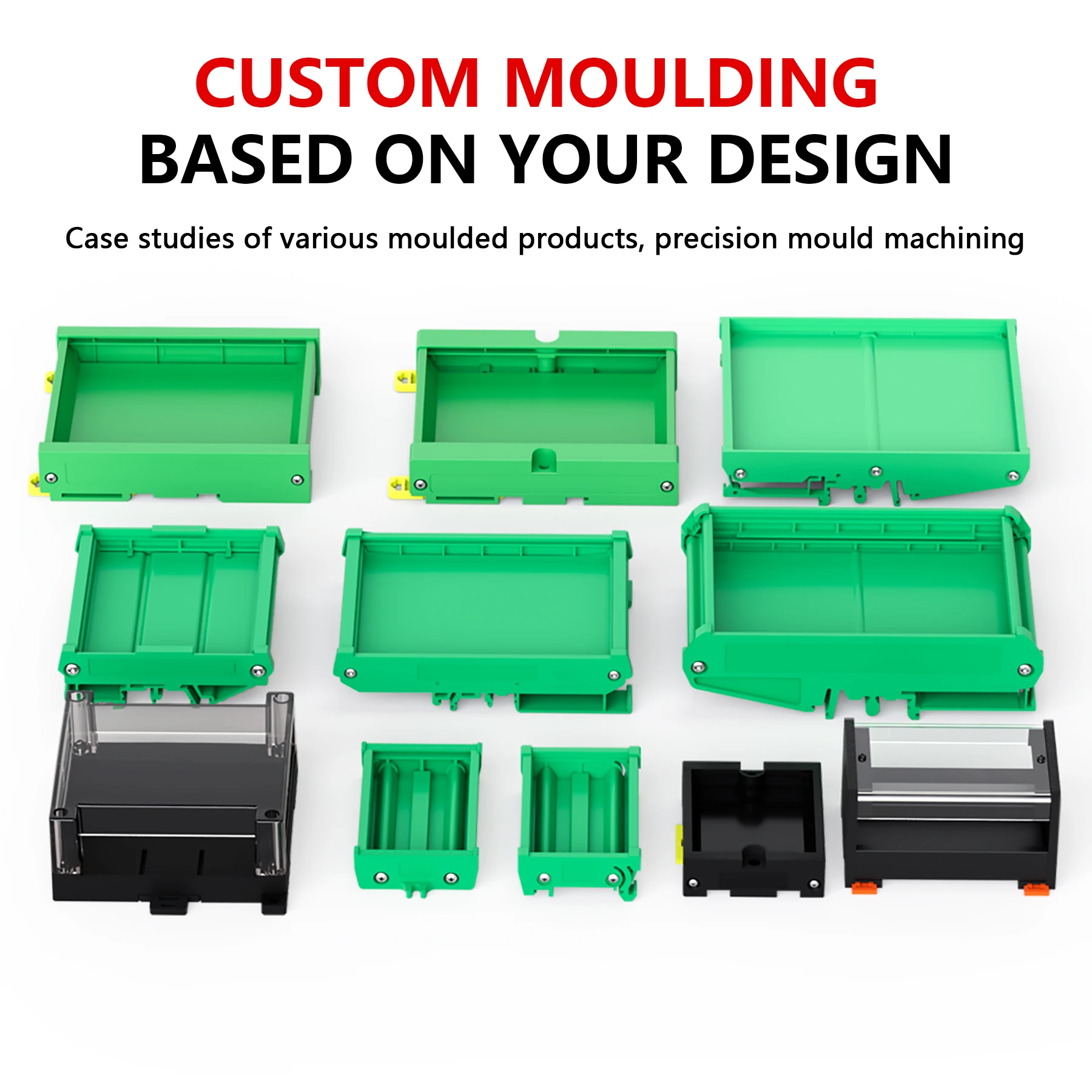 Customizable OEM ODM ABS Plastic DIN Rail Mount PCB Industrial Box Standard PLC Electronic Enclosure Bottom Board
