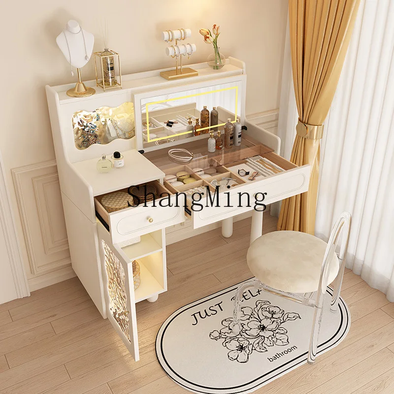 

SM small apartment dresser bedroom makeup table bucket cabinet integrated cream wind flip cover makeup cabinet