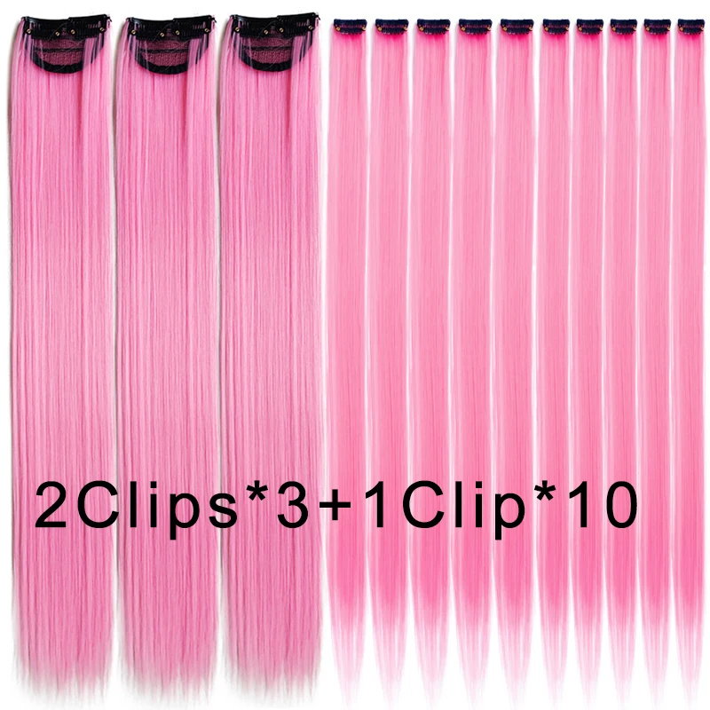 13 pezzi di estensioni dei capelli rosa Clip in estensioni sintetiche colorate per feste accessori per capelli arcobaleno per ragazze regali per bambini