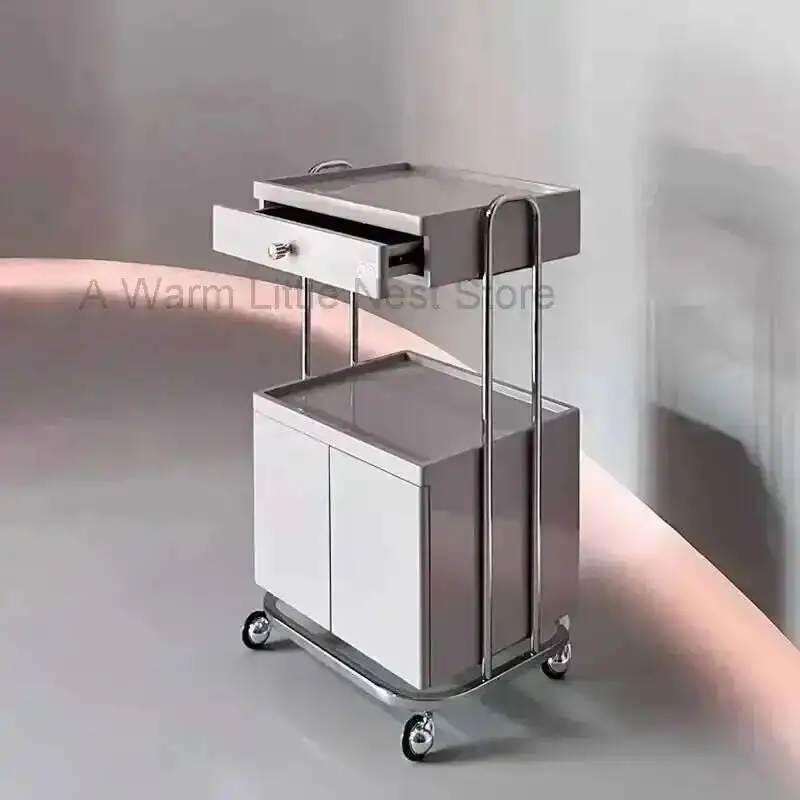 

Barber Beauty Salon Tattoo Utility Hair Trolley Salon Tool Trolleys Cosmetic Spa Salon Furniture Auxiliary Storage Cart F