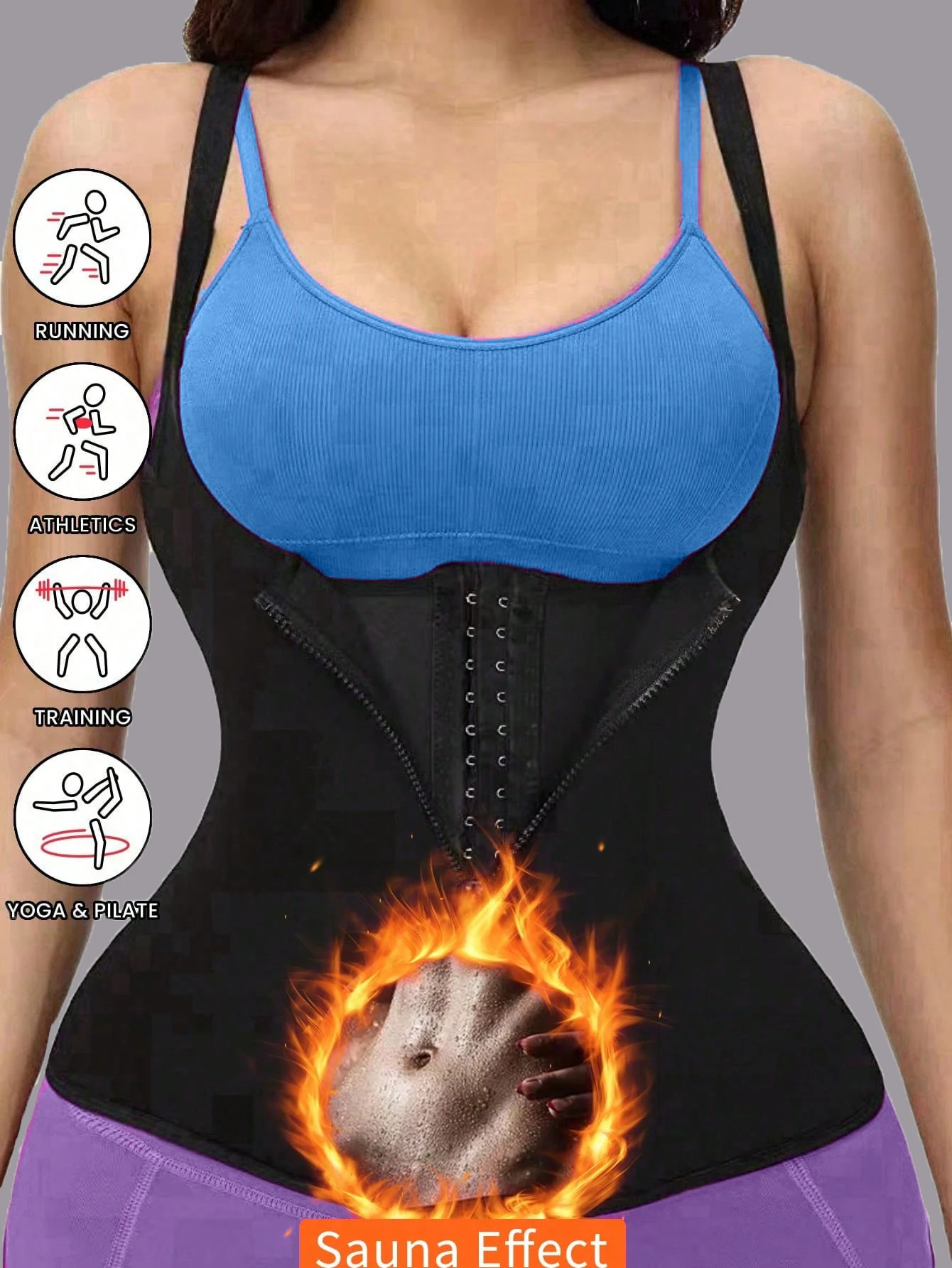 Intimo modellante per sport all'aria aperta da donna 1 pezzo: body dimagrante traspirante e traspirante, gilet modellante con cerniera, corsetto, cor