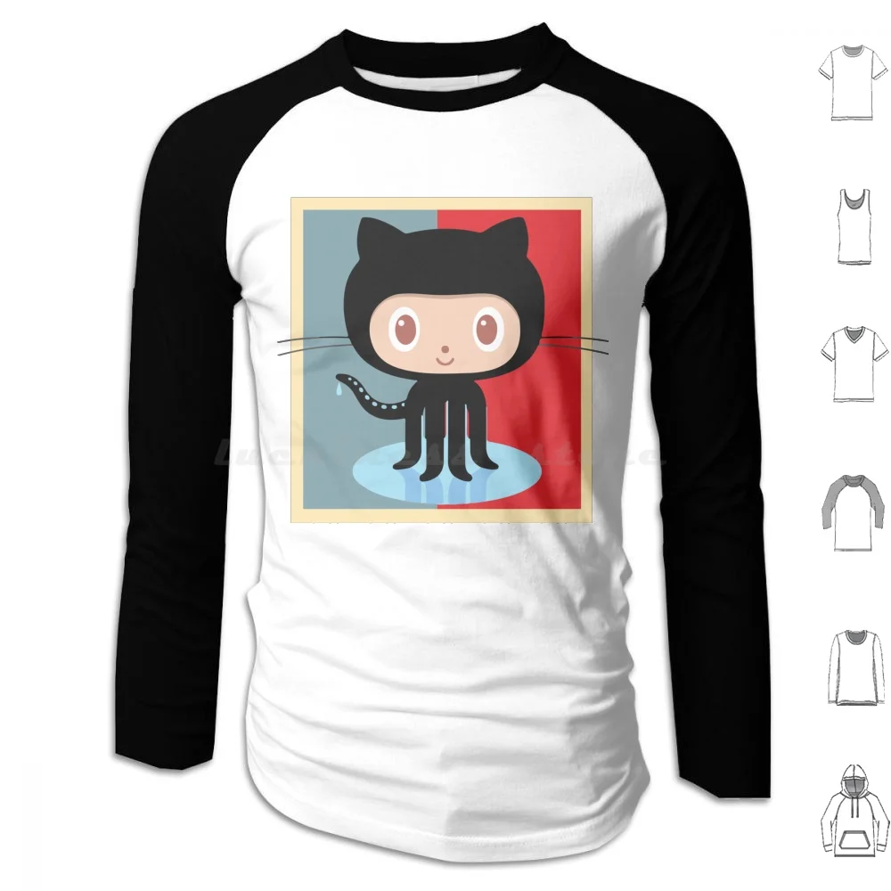 Github Octocat , Funny Hoodies Long Sleeve Github Octocat Github Github Cat Github Octopus Github Octo Github