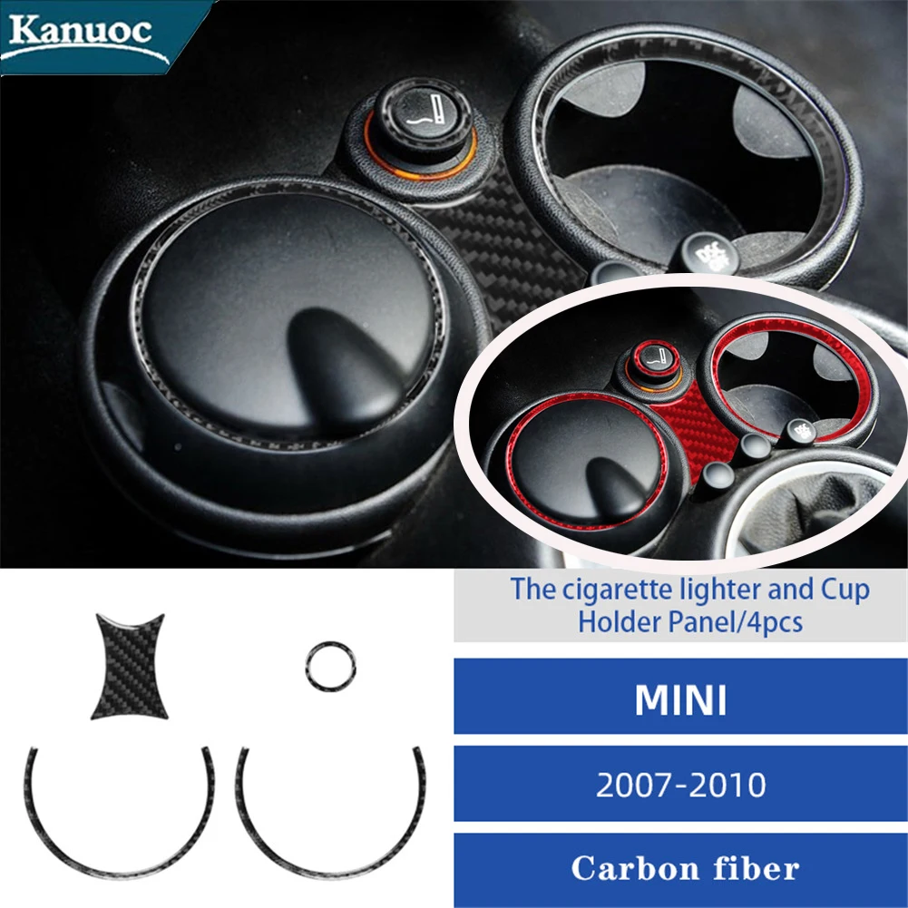 

Carbon Fiber Sticker For BMW MINI Cooper R55 R56 R57 2007-2010 Cigarette Lighter And Cup Holder Panel Car Interior Accessories