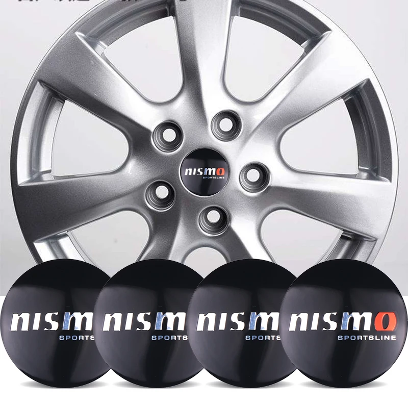 4 stücke 56mm Auto Rad Center Hub Caps Abdeckung Felge Außen Aufkleber Aufkleber Abzeichen Für Nissan Nismo Tiida Teana GTR 350Z 370Z 240SX