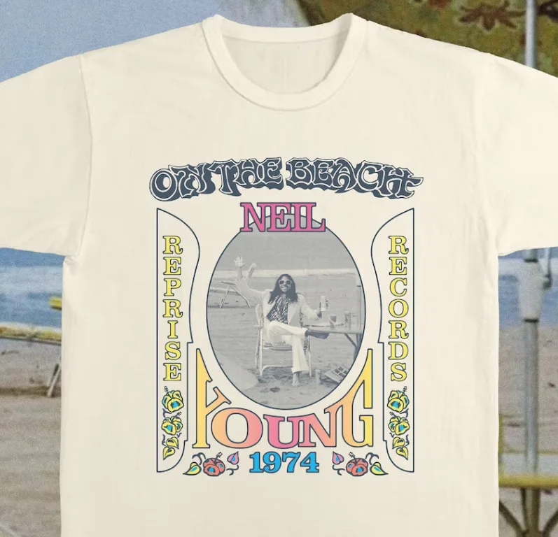 Vintage 1974 Neil Young T Shirt On The Beach 70S Psychedelic S 5Xl