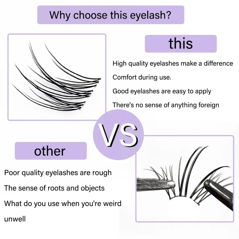 1/boîte 120 paquets vison faux cils naturel 3D russe queue de poisson cils individuels Extension de cils grappe outil de maquillage en gros