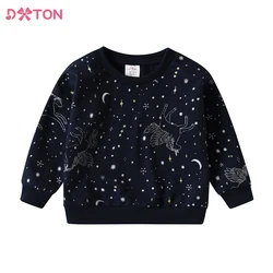 DXTON Girls Sports Shirt for Autumn Spring Kids Cotton Casual Sweatshirt Girls Unicorn Cartoon Print Sweatshirt Kids Costumes