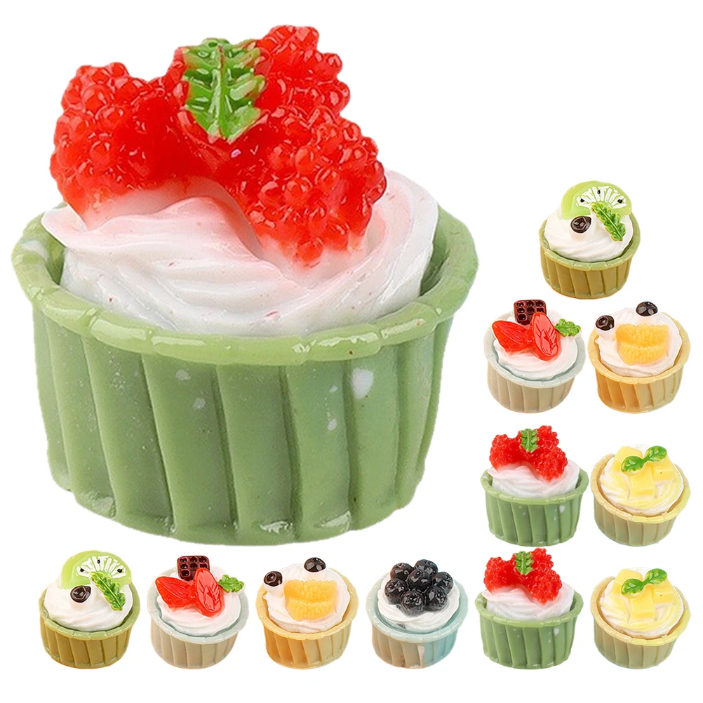 

12pcs Cream Glue Resin Ornaments Artificial Small Cakes Fake Desserts Home Office Decor Display Models Simulation Cake Props
